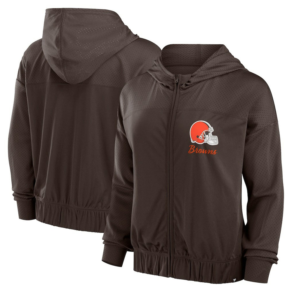Cleveland Browns Women's Script Lock Full-Zip Hoodie Brown | Fanatics