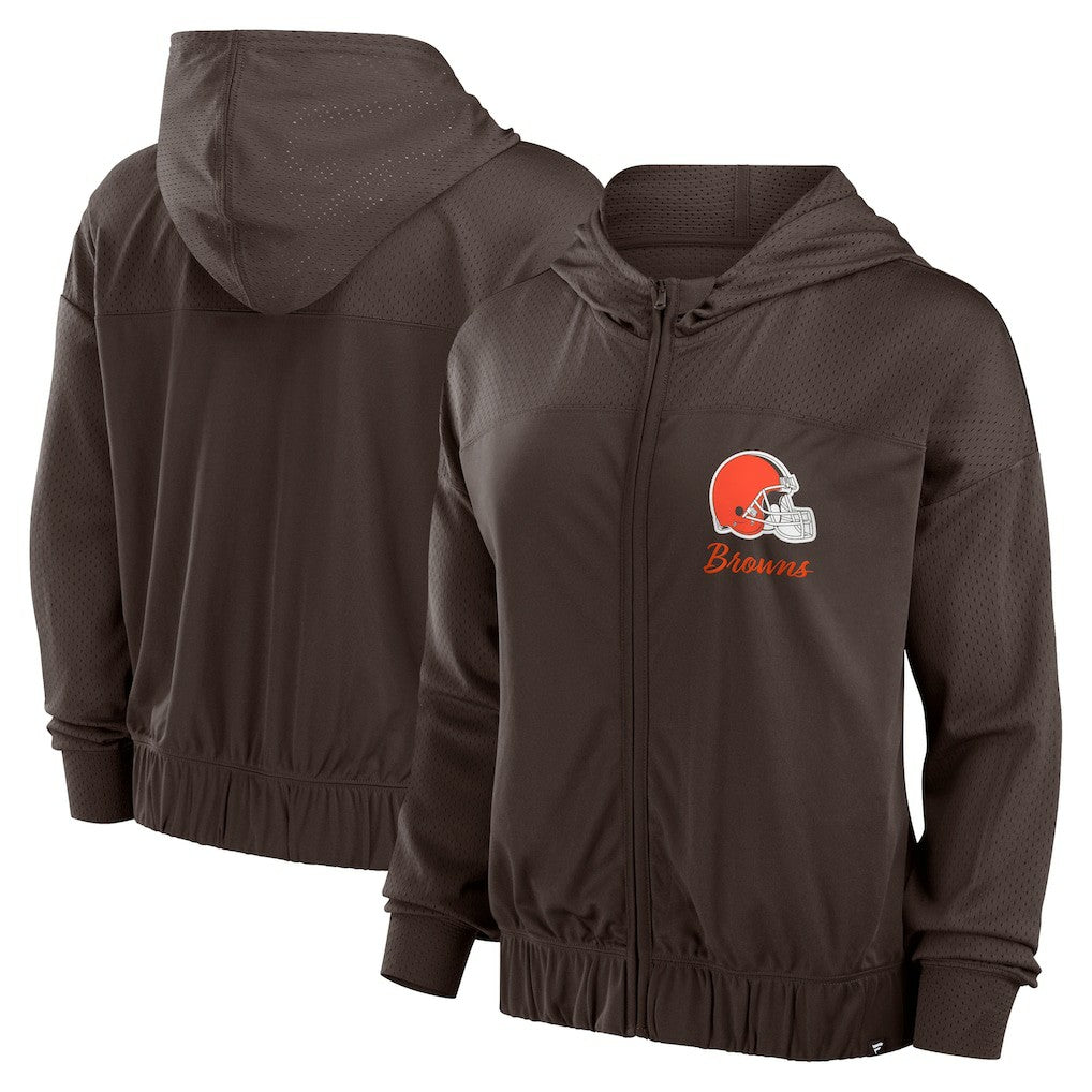 Cleveland Browns Women's Script Lock Full-Zip Hoodie Brown | Fanatics