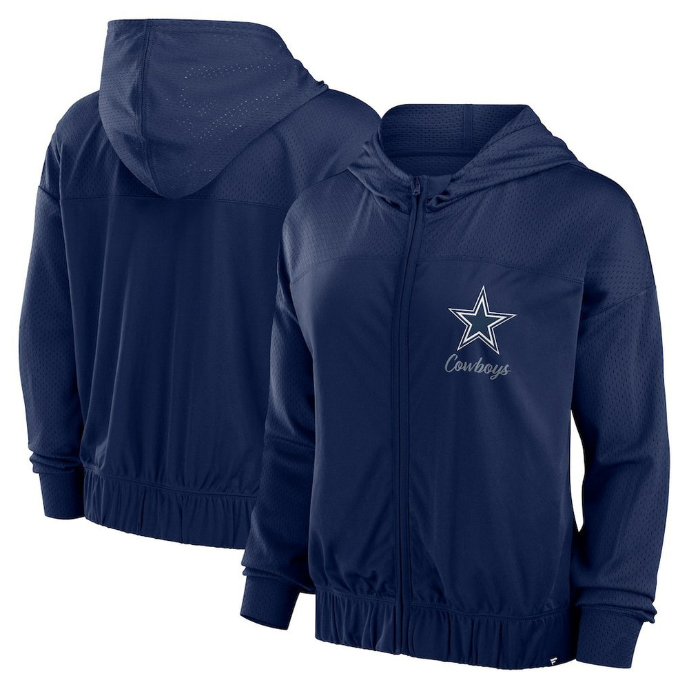 Dallas Cowboys Women's Script Lock Full-Zip Hoodie Navy | Fanatics