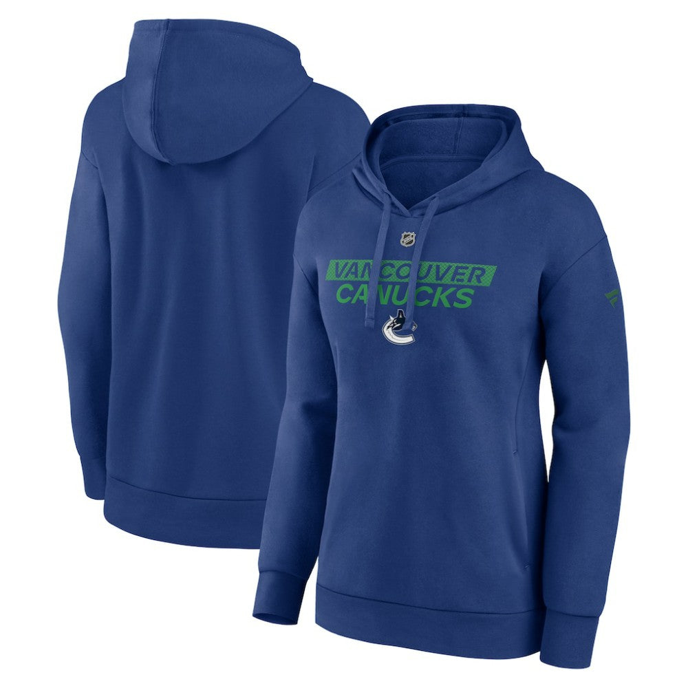 Vancouver Canucks Fanatics Women's Authentic Pro Core Primary Fleece Pullover Hoodie - Blue - NHL