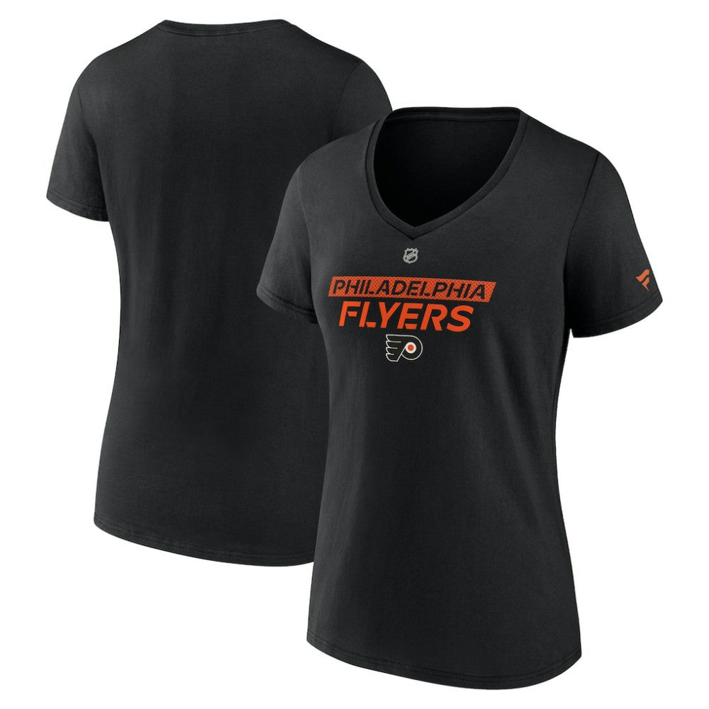 Philadelphia Flyers Fanatics Women's Authentic Pro Core Primary V-Neck T-Shirt - Black - NHL