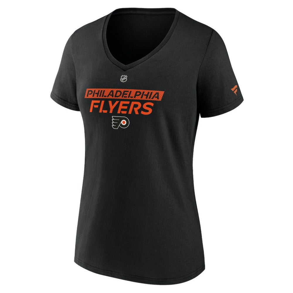 Philadelphia Flyers Fanatics Women's Authentic Pro Core Primary V-Neck T-Shirt - Black - NHL