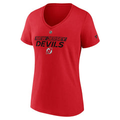 New Jersey Devils Fanatics Women's Authentic Pro Core Primary V-Neck T-Shirt - Red - NHL