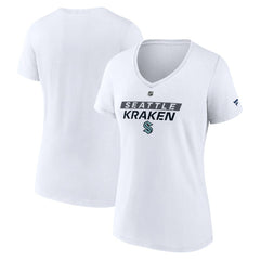 Seattle Kraken Fanatics Women's Authentic Pro Core Primary V-Neck T-Shirt - White - NHL