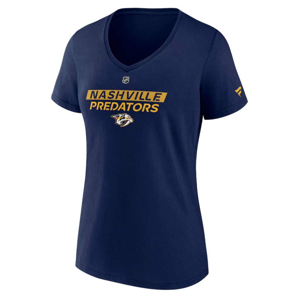 Nashville Predators Fanatics Women's Authentic Pro Core Primary V-Neck T-Shirt - Navy - NHL