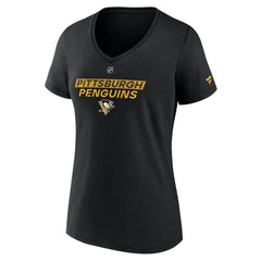 Pittsburgh Penguins Fanatics Women's Authentic Pro Core Primary V-Neck T-Shirt - Black - NHL