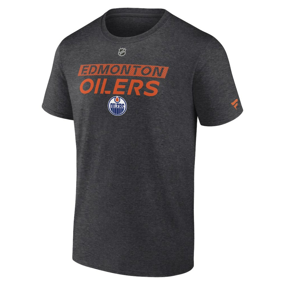 Edmonton Oilers Fanatics Authentic Pro Core Primary T-Shirt - Heather Charcoal - NHL