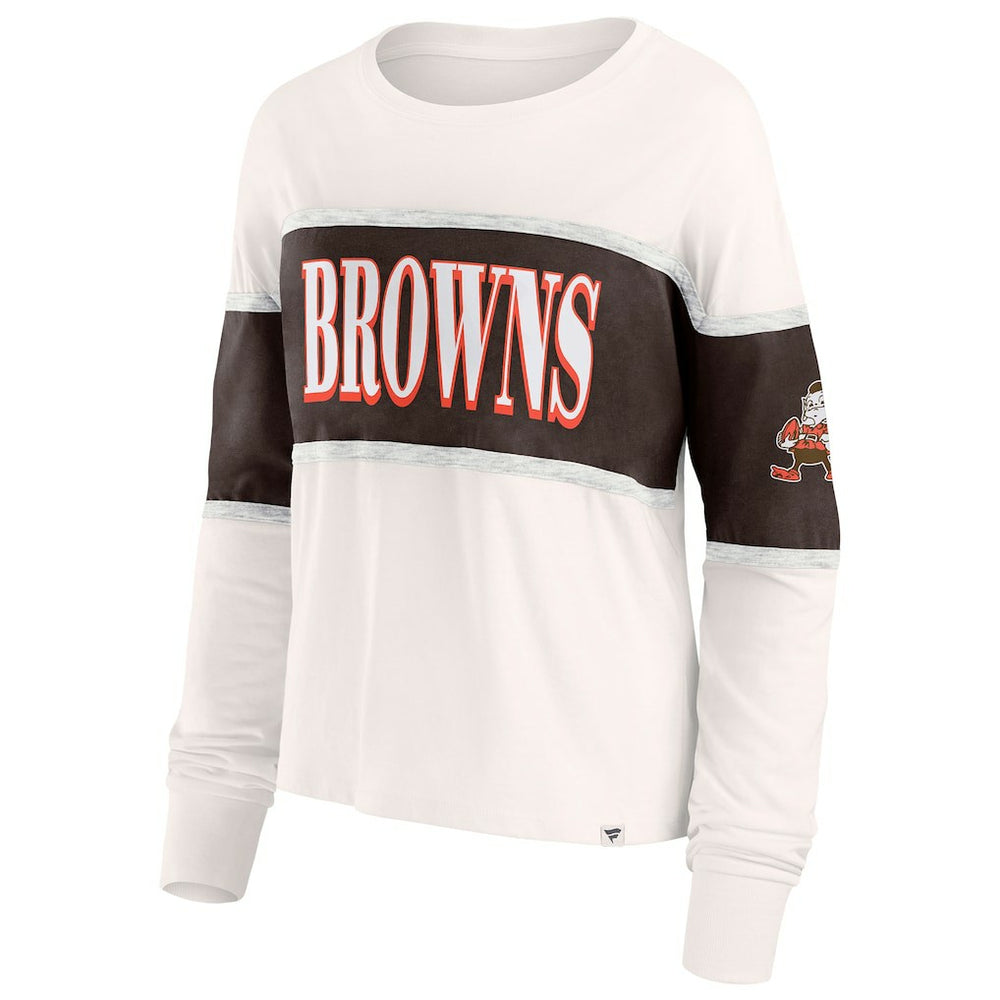 Cleveland Browns Women's Antique Block Long Sleeve T-Shirt Cream | Fanatics