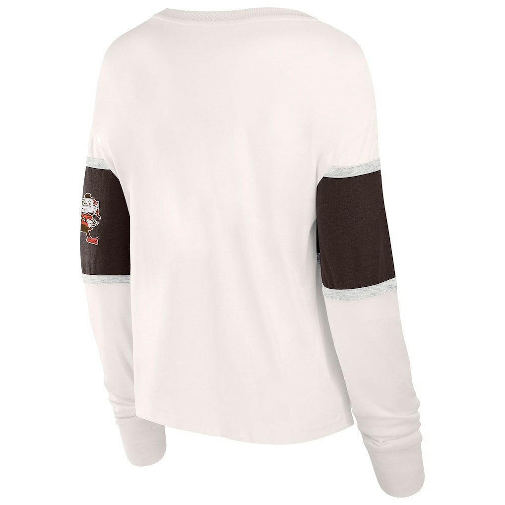 Cleveland Browns Women's Antique Block Long Sleeve T-Shirt Cream | Fanatics
