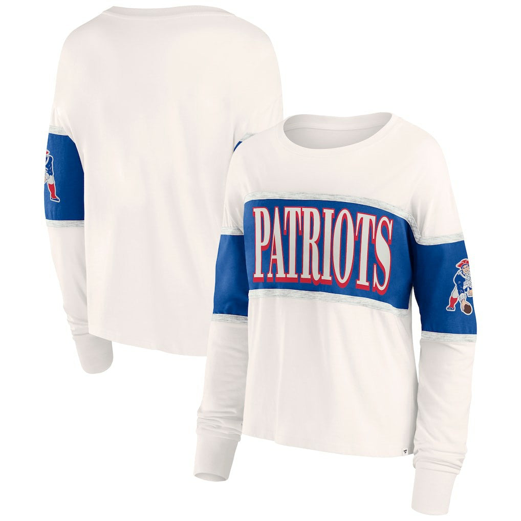 New England Patriots Women's Antique Block Long Sleeve T-Shirt Cream | Fanatics