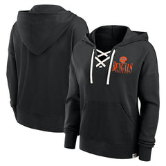 Cincinnati Bengals Women's Blitz Left Lace-Up Pullover Hoodie Black | Fanatics