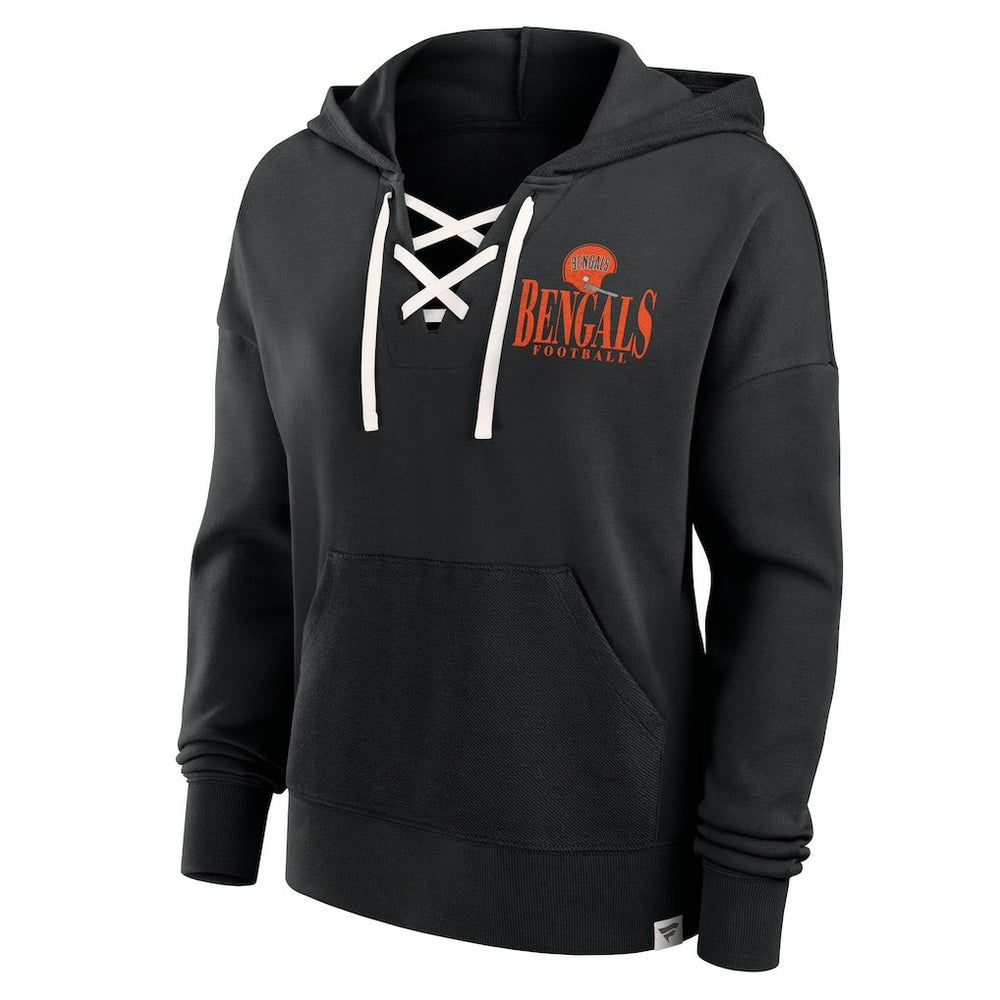 Cincinnati Bengals Women's Blitz Left Lace-Up Pullover Hoodie Black | Fanatics