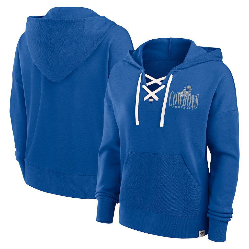 Dallas Cowboys Women's Blitz Left Lace-Up Pullover Hoodie Royal | Fanatics
