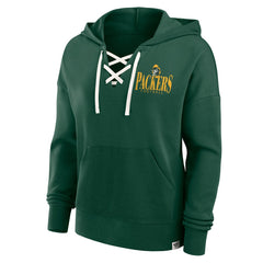 Green Bay Packers Women's Blitz Left Lace-Up Pullover Hoodie Green | Fanatics