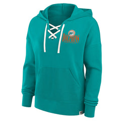 Miami Dolphins Women's Blitz Left Lace-Up Pullover Hoodie Aqua | Fanatics