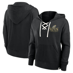 New Orleans Saints Women's Blitz Left Lace-Up Pullover Hoodie Black | Fanatics