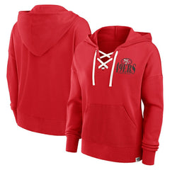 San Francisco 49ers Women's Blitz Left Lace-Up Pullover Hoodie Scarlet | Fanatics
