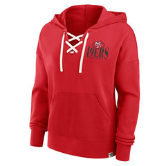San Francisco 49ers Women's Blitz Left Lace-Up Pullover Hoodie Scarlet | Fanatics