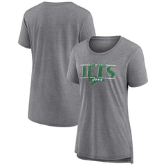New York Jets Women's Up the Middle Tri-Blend T-Shirt Heather Gray | Fanatics