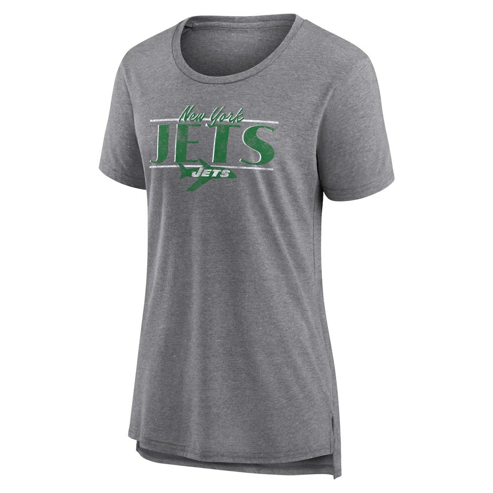 New York Jets Women's Up the Middle Tri-Blend T-Shirt Heather Gray | Fanatics