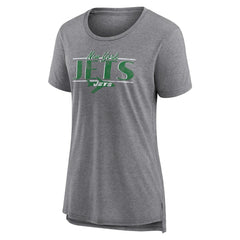 New York Jets Women's Up the Middle Tri-Blend T-Shirt Heather Gray | Fanatics