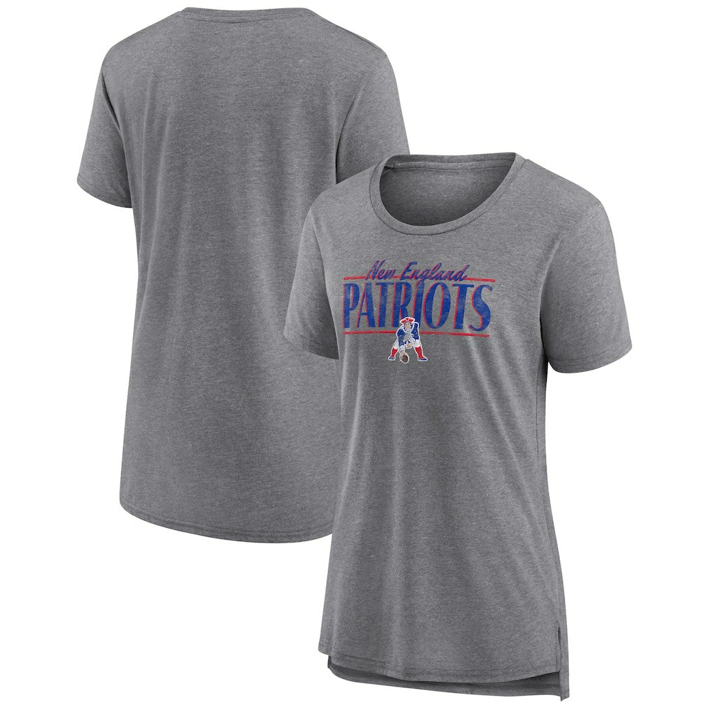 New England Patriots Women's Up the Middle Tri-Blend T-Shirt Heather Gray | Fanatics