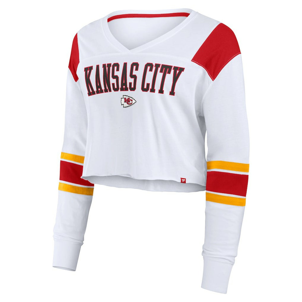 Kansas City Chiefs Women's Stretch Cropped Fashion Long Sleeve T-Shirt White | Fanatics