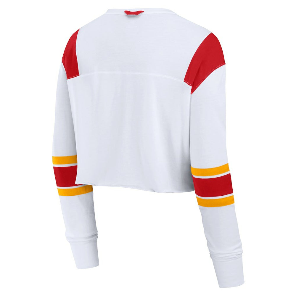 Kansas City Chiefs Women's Stretch Cropped Fashion Long Sleeve T-Shirt White | Fanatics