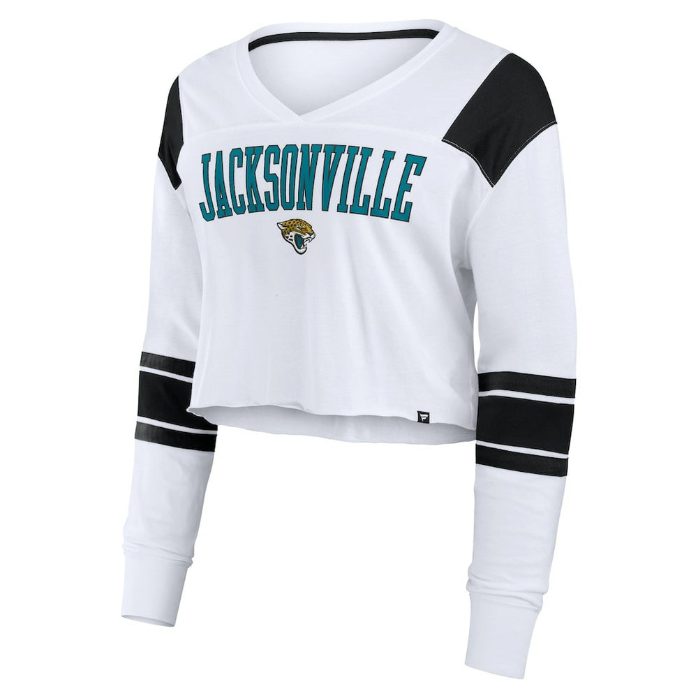 Jacksonville Jaguars Women's Stretch Cropped Fashion Long Sleeve T-Shirt White | Fanatics