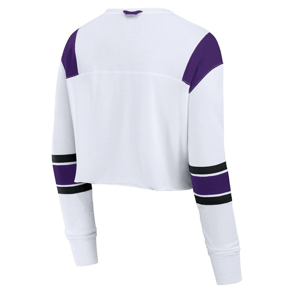 Minnesota Vikings Women's Stretch Cropped Fashion Long Sleeve T-Shirt White | Fanatics