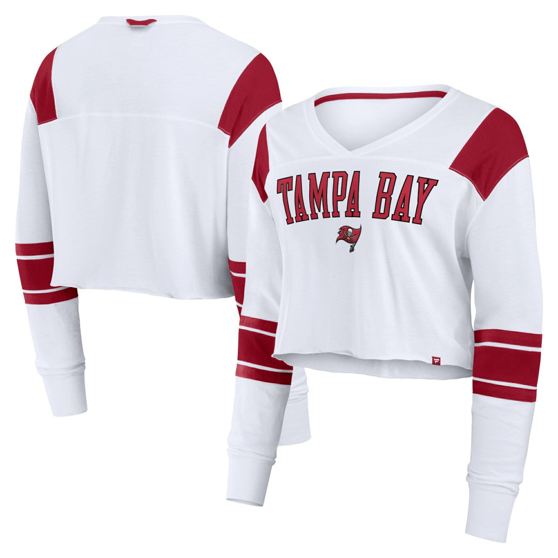 Tampa Bay Buccaneers Women's Stretch Cropped Fashion Long Sleeve T-Shirt White | Fanatics