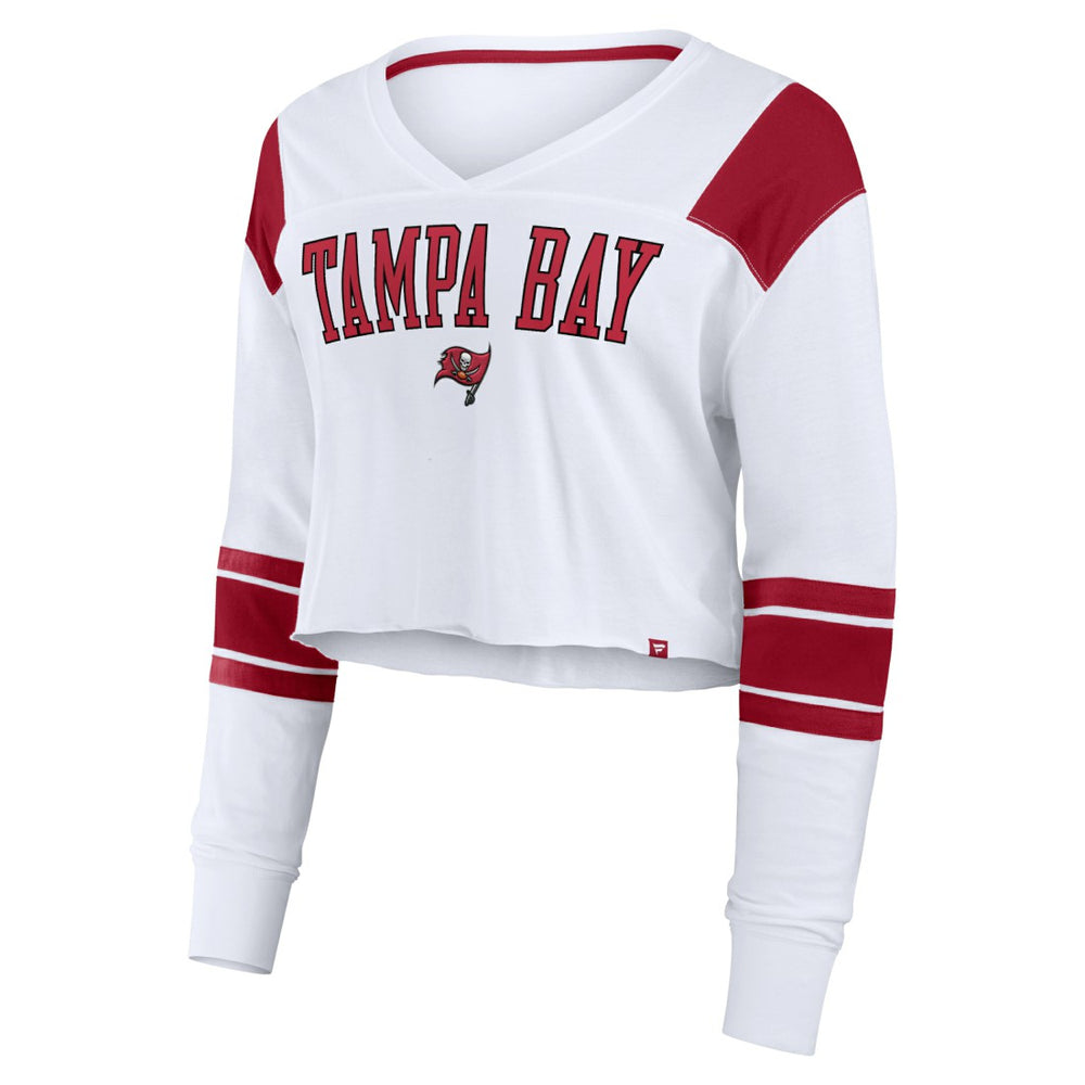 Tampa Bay Buccaneers Women's Stretch Cropped Fashion Long Sleeve T-Shirt White | Fanatics