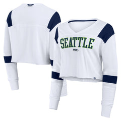 Seattle Seahawks Women's Stretch Cropped Fashion Long Sleeve T-Shirt White | Fanatics