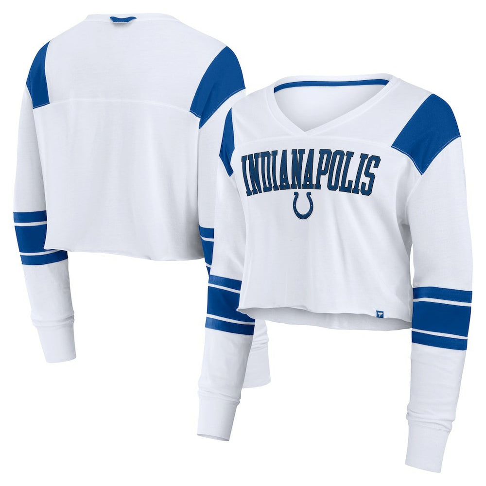 Indianapolis Colts Women's Stretch Cropped Fashion Long Sleeve T-Shirt White | Fanatics