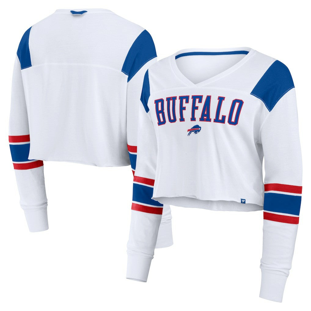 Buffalo Bills Women's Stretch Cropped Fashion Long Sleeve T-Shirt White | Fanatics