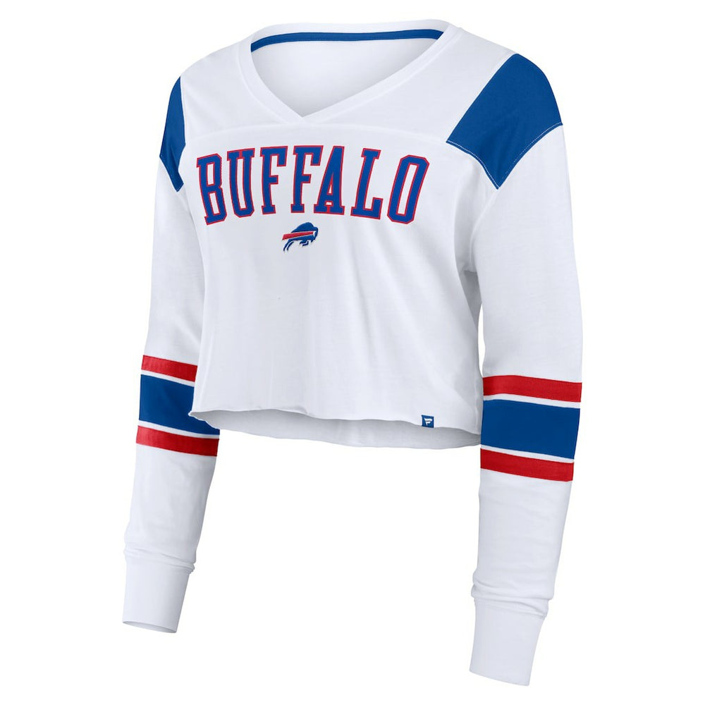 Buffalo Bills Women's Stretch Cropped Fashion Long Sleeve T-Shirt White | Fanatics