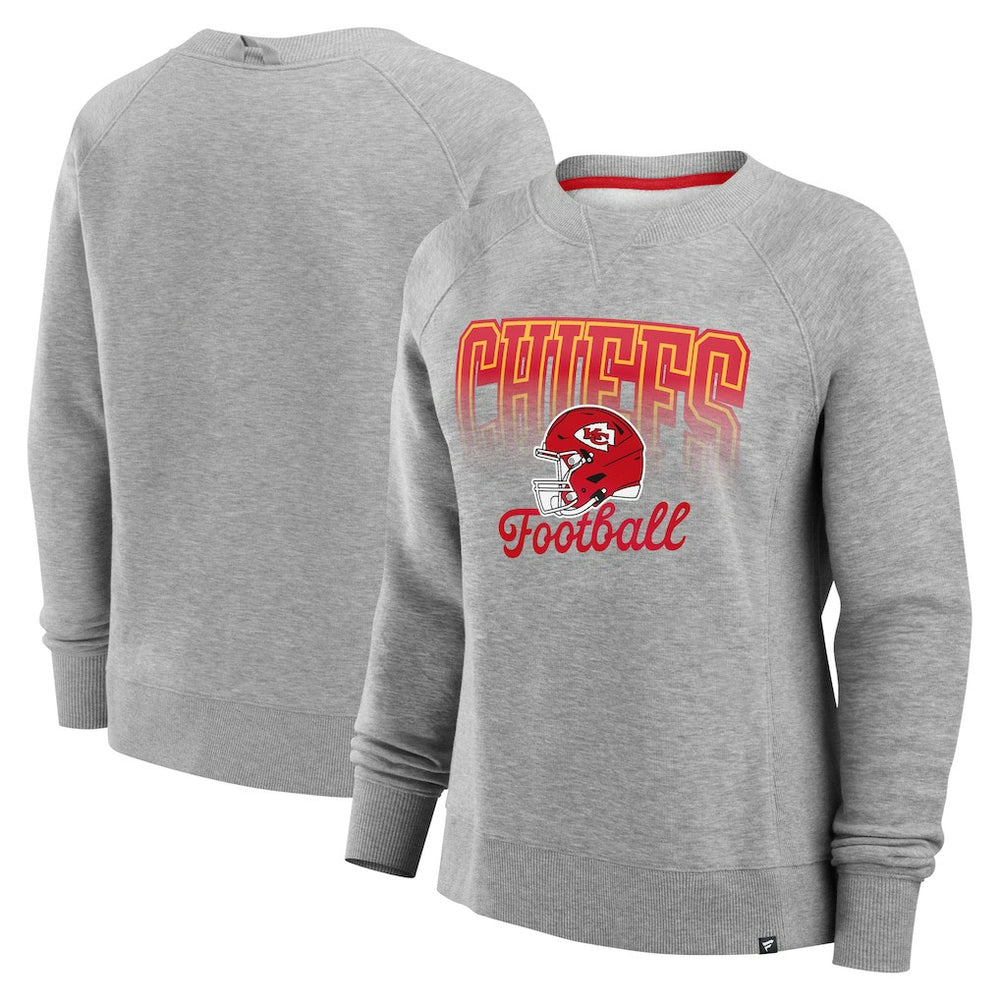 Kansas City Chiefs Women's Hit Hard Fleece Pullover Sweatshirt Heather Gray | Fanatics