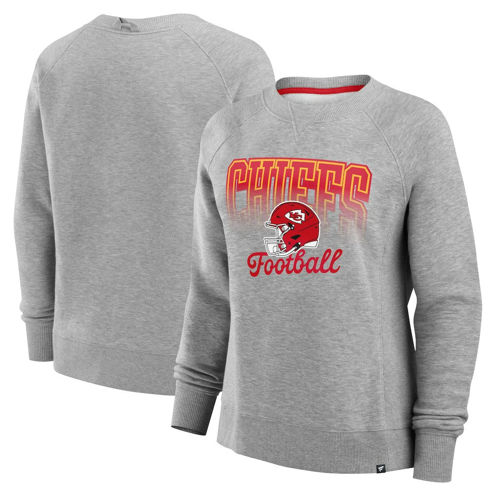 Kansas City Chiefs Women's Hit Hard Fleece Pullover Sweatshirt Heather Gray | Fanatics