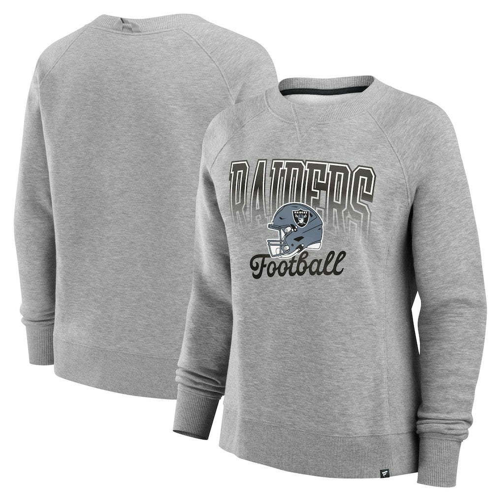 Las Vegas Raiders Women's Hit Hard Fleece Pullover Sweatshirt Heather Gray | Fanatics