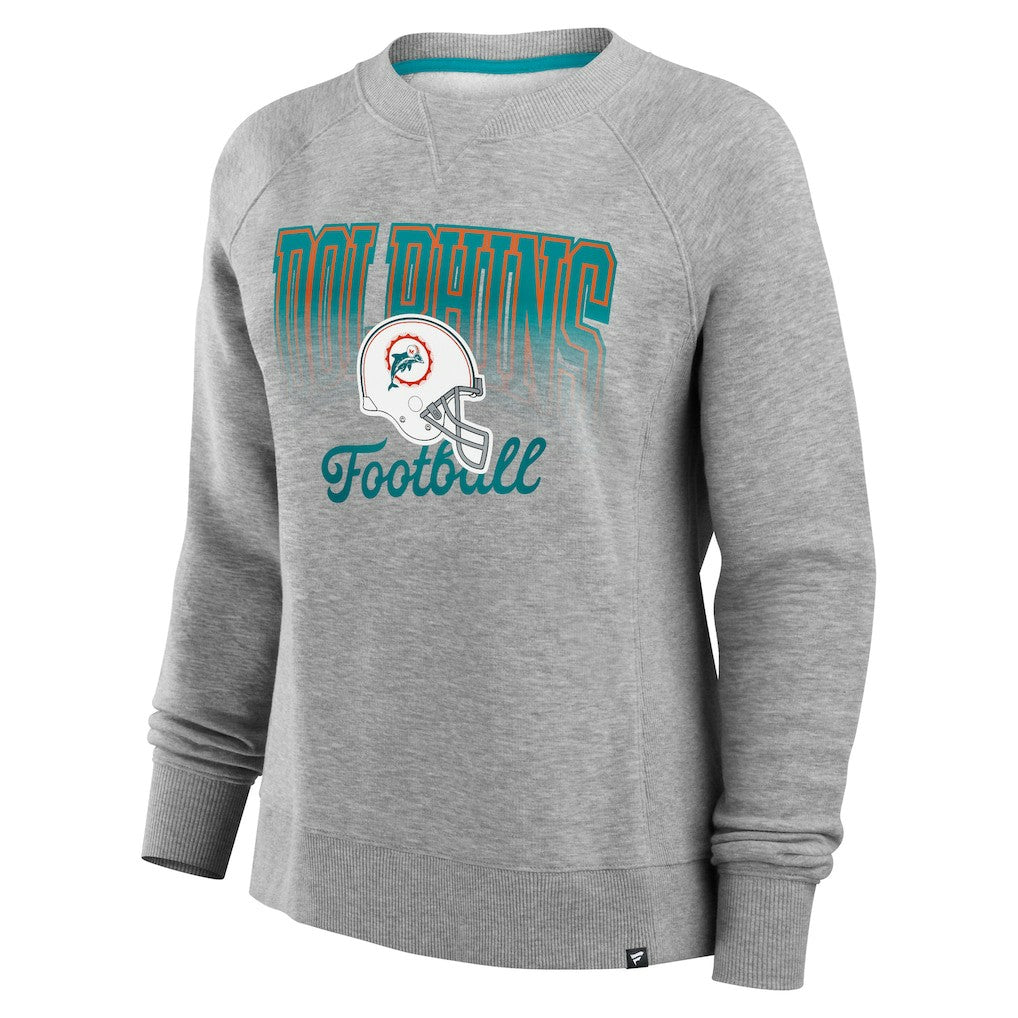 Miami Dolphins Women's Hit Hard Fleece Pullover Sweatshirt Heather Gray | Fanatics