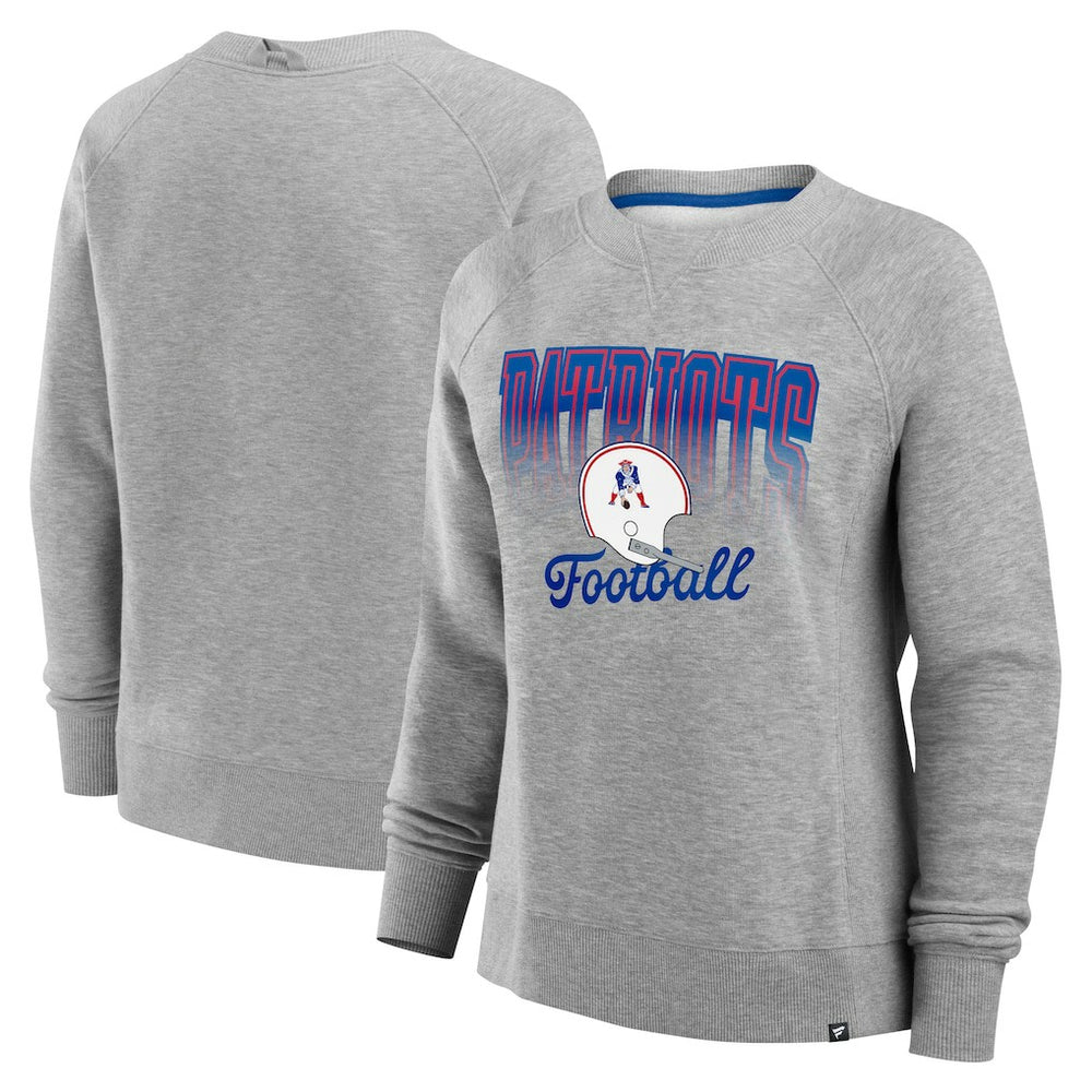 New England Patriots Women's Hit Hard Fleece Pullover Sweatshirt Heather Gray | Fanatics