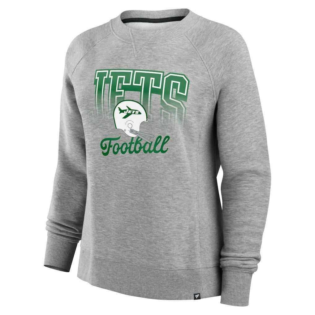 New York Jets Women's Hit Hard Fleece Pullover Sweatshirt Heather Gray | Fanatics