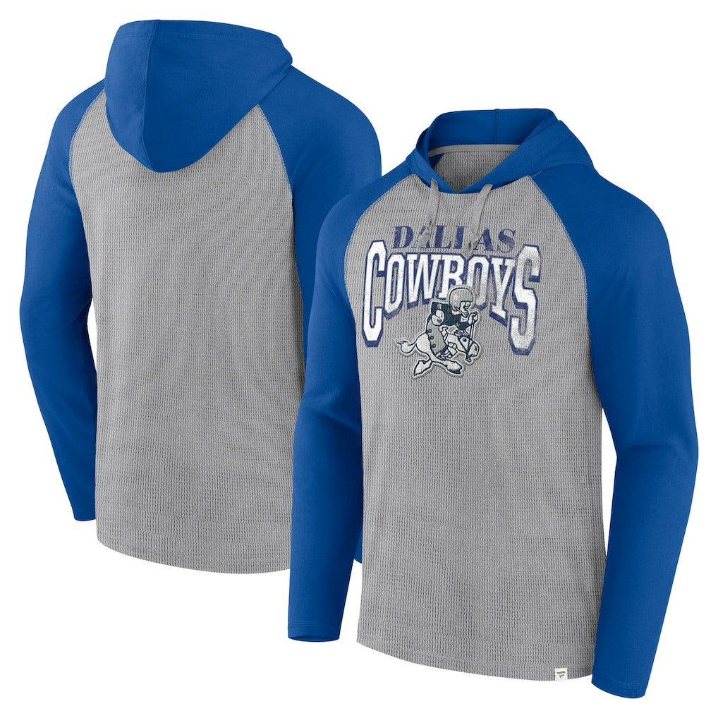 Dallas Cowboys Under Center Long Sleeve Hoodie T-Shirt Silver/Navy | Fanatics