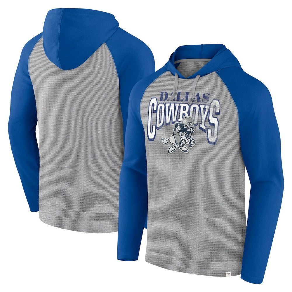 Dallas Cowboys Under Center Long Sleeve Hoodie T-Shirt Silver/Navy | Fanatics