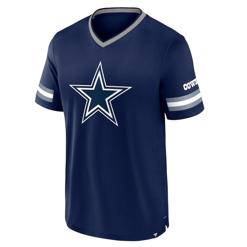 Dallas Cowboys Stripe Stacking V-Neck T-Shirt Navy | Fanatics