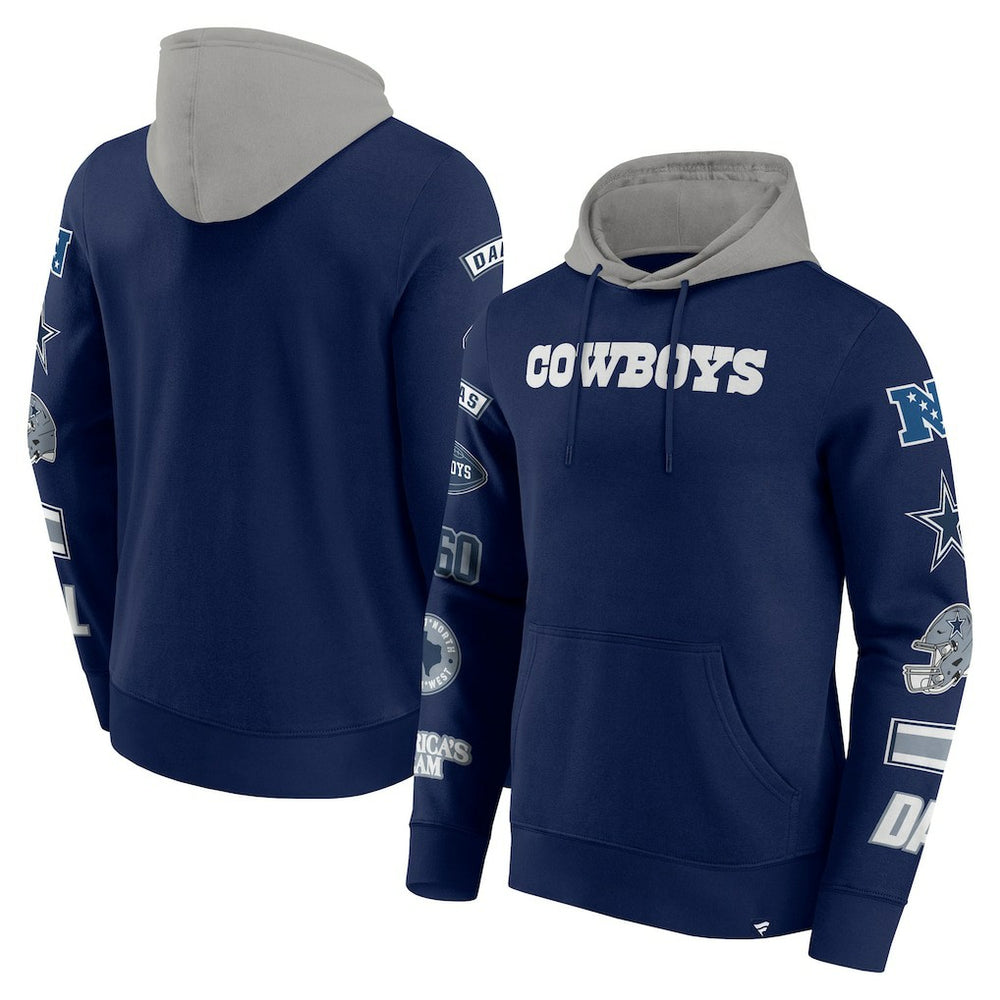 Dallas Cowboys Patched Out Pullover Hoodie Navy/Silver | Fanatics