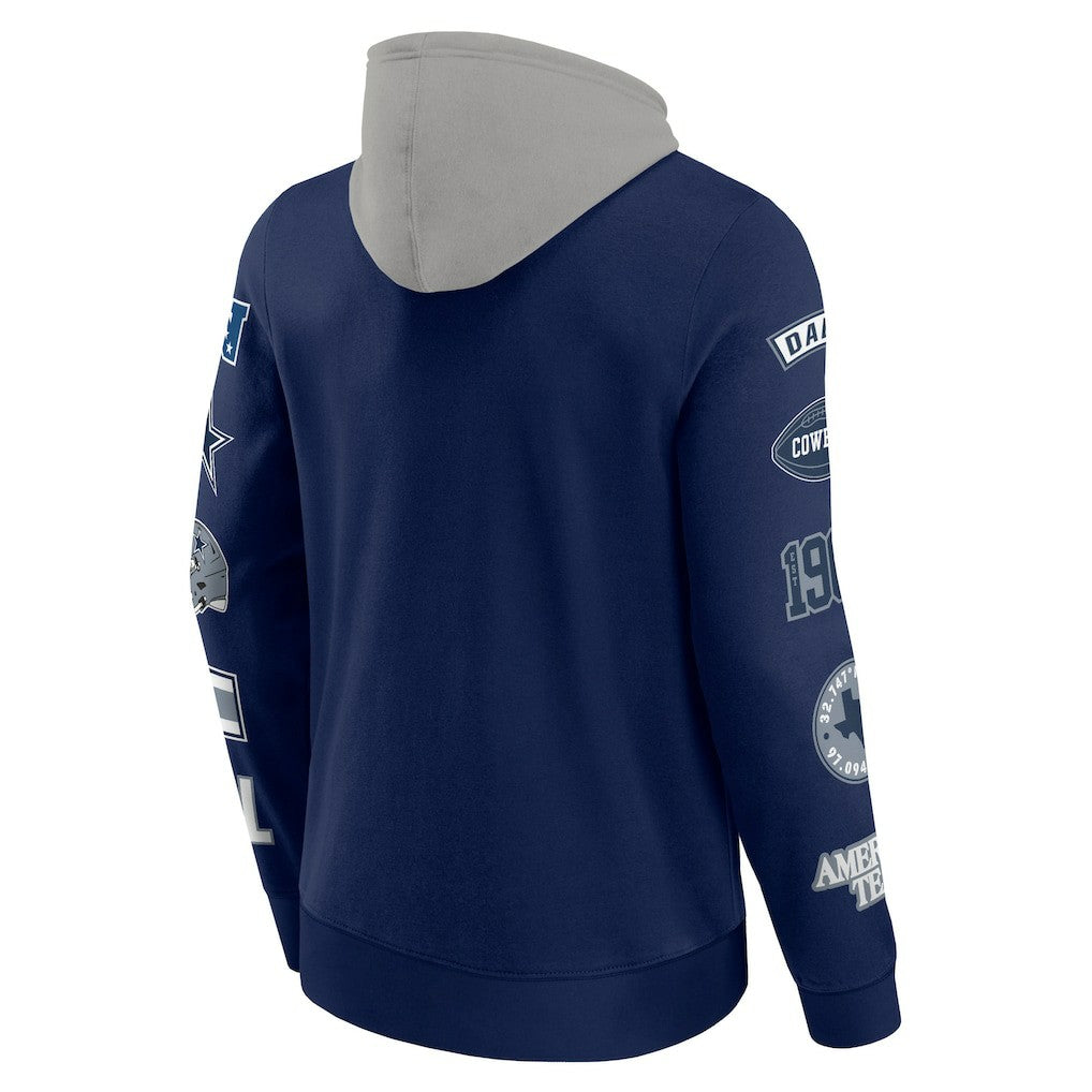 Dallas Cowboys Patched Out Pullover Hoodie Navy/Silver | Fanatics