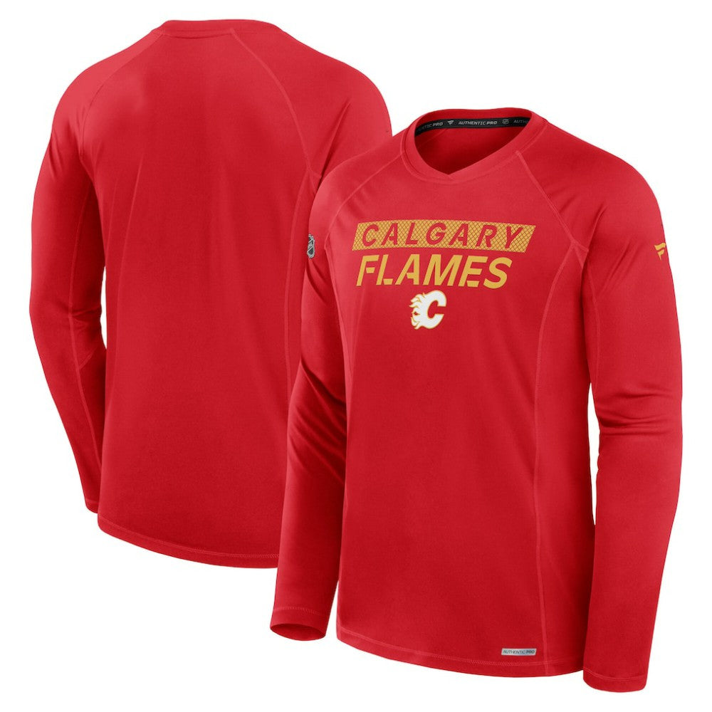 Calgary Flames Fanatics Authentic Pro Rink Tech Long Sleeve T-Shirt - Red - NHL