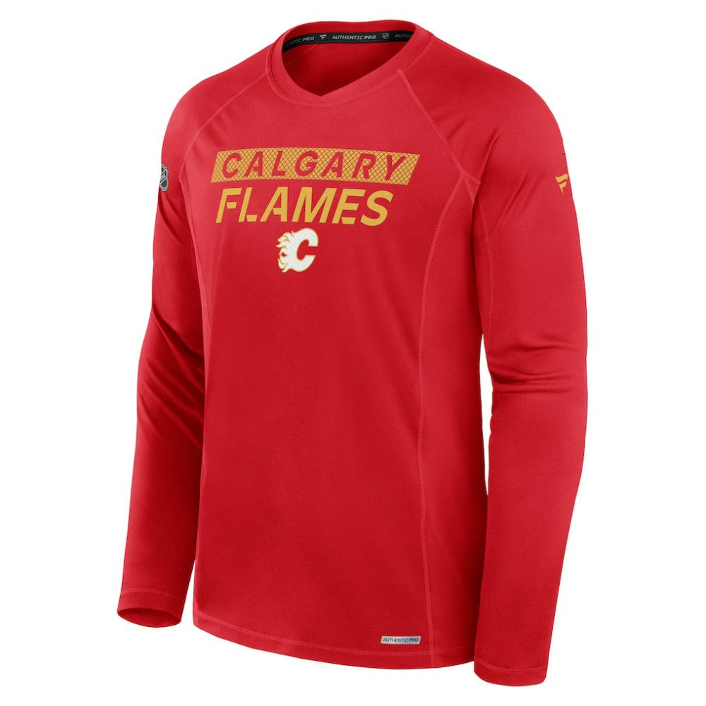 Calgary Flames Fanatics Authentic Pro Rink Tech Long Sleeve T-Shirt - Red - NHL