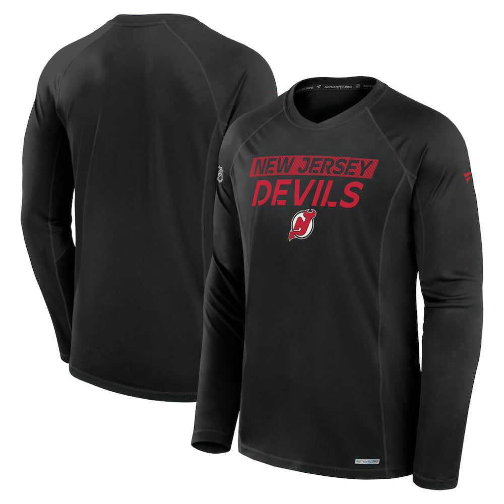 New Jersey Devils Fanatics Authentic Pro Rink Tech Long Sleeve T-Shirt - Black - NHL